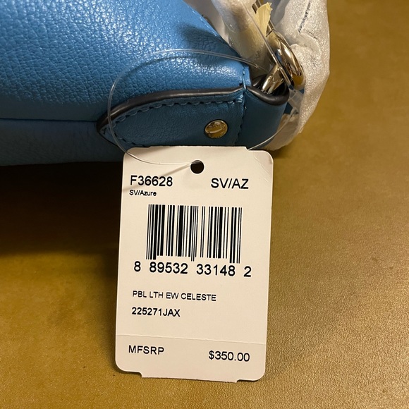 Coach NWT ๐Host Pick x3๐ Leather Pebbled Celeste Shoulder Crossbody bag- Azure - Picture 5 of 8